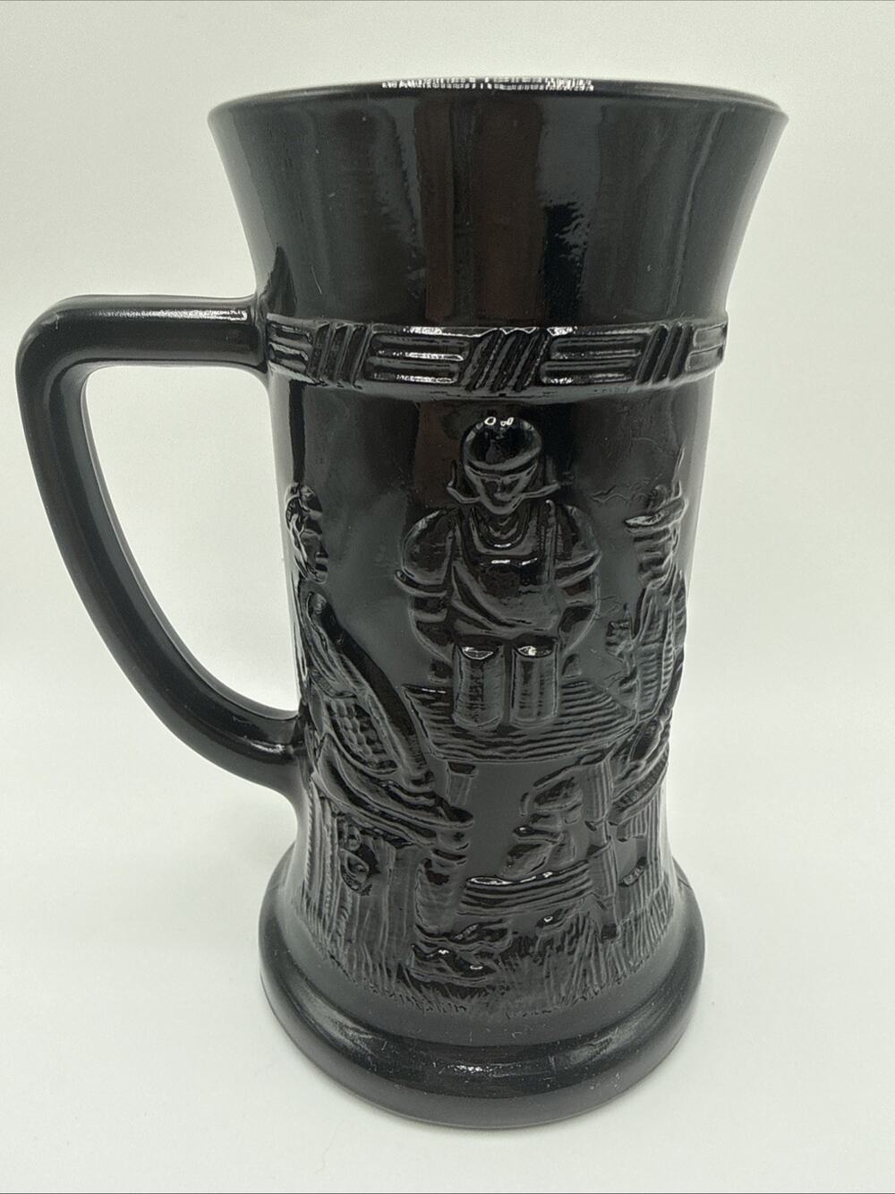 Vintage 1960s Indiana Glass Black Tavern 6" Stein 10 oz Mug Barware Retro